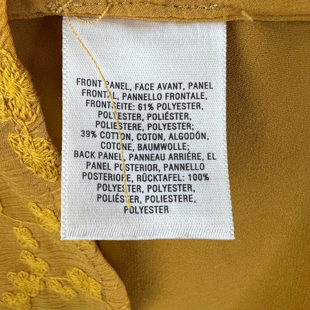 Anthropologie MAEVE Mustard Yellow Floral Embroidered Lace-Up Sleeveless Top 4 - Picture 11 of 12